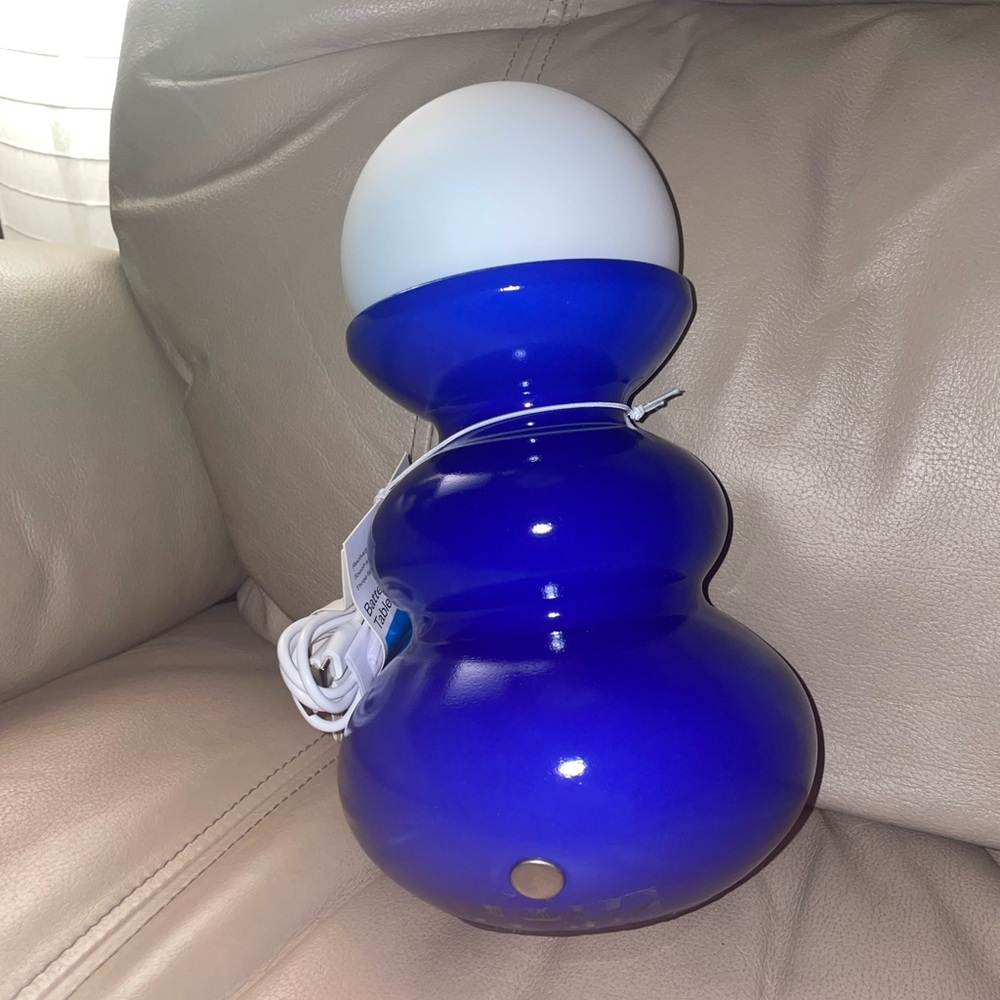 Blue Battery Operated Table Lamp Rechargeable Multiple Light Settings